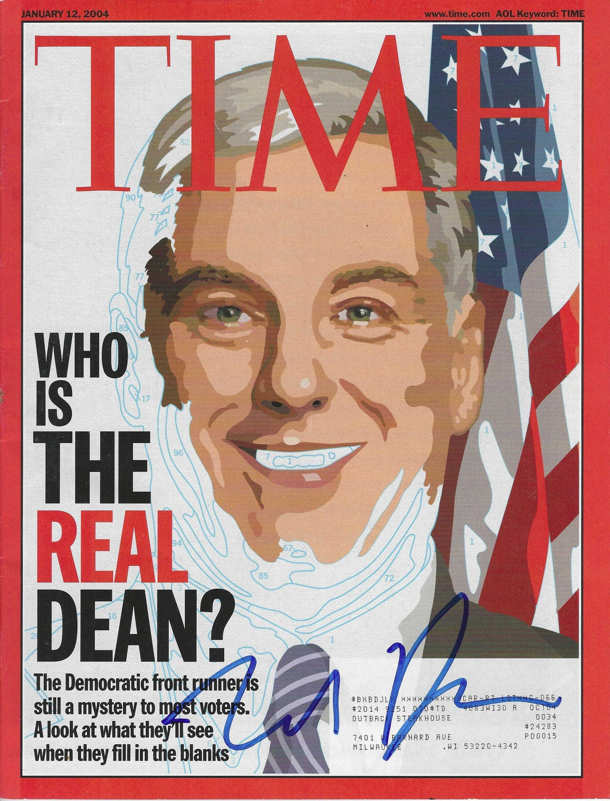 Autographed HOWARD DEAN Vermont Governor Time Magazine 1/12/2004