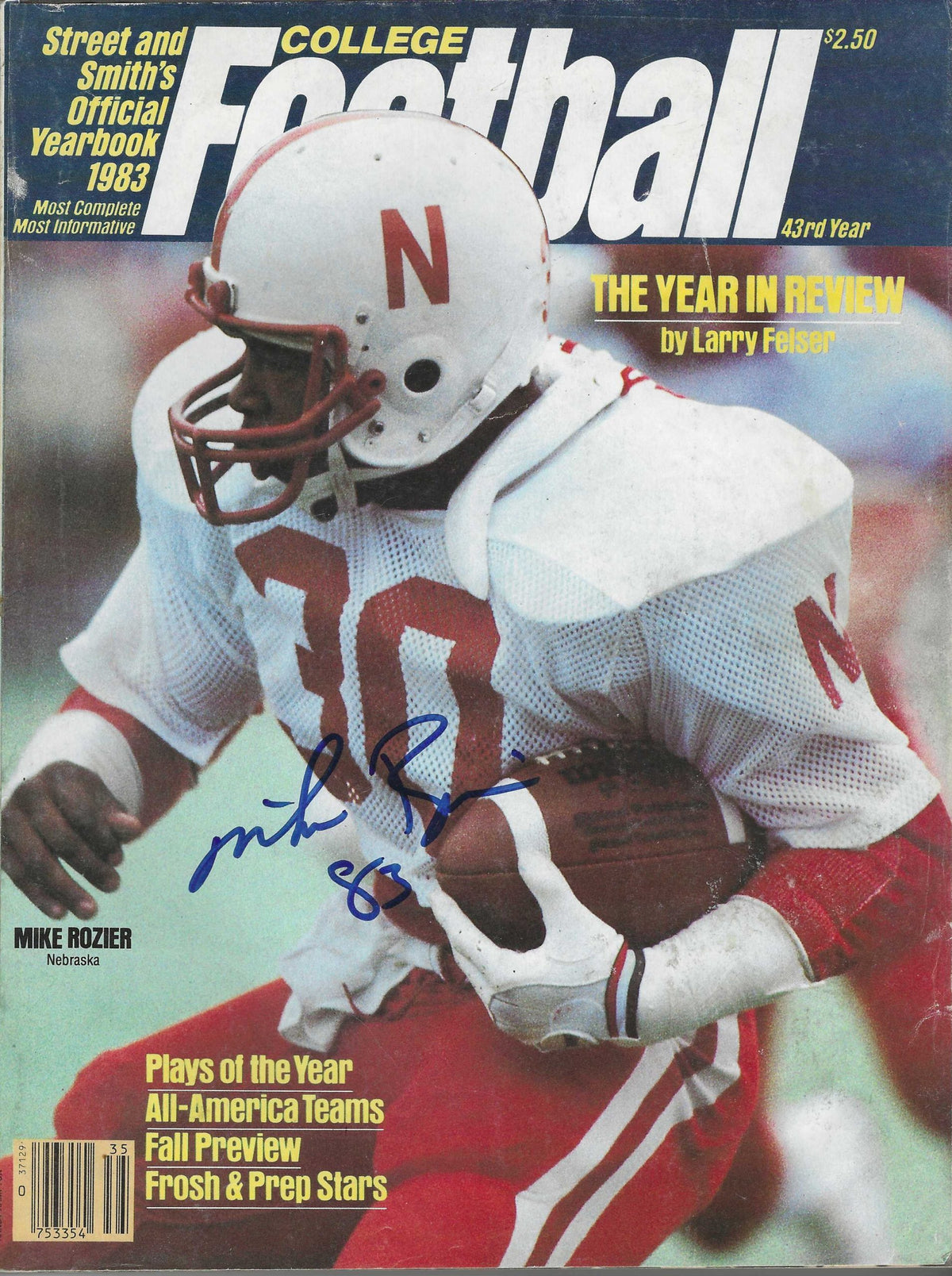 Autographed MIKE ROZIER Nebraska Cornhuskers 1983 Street & Smith's Yearbook
