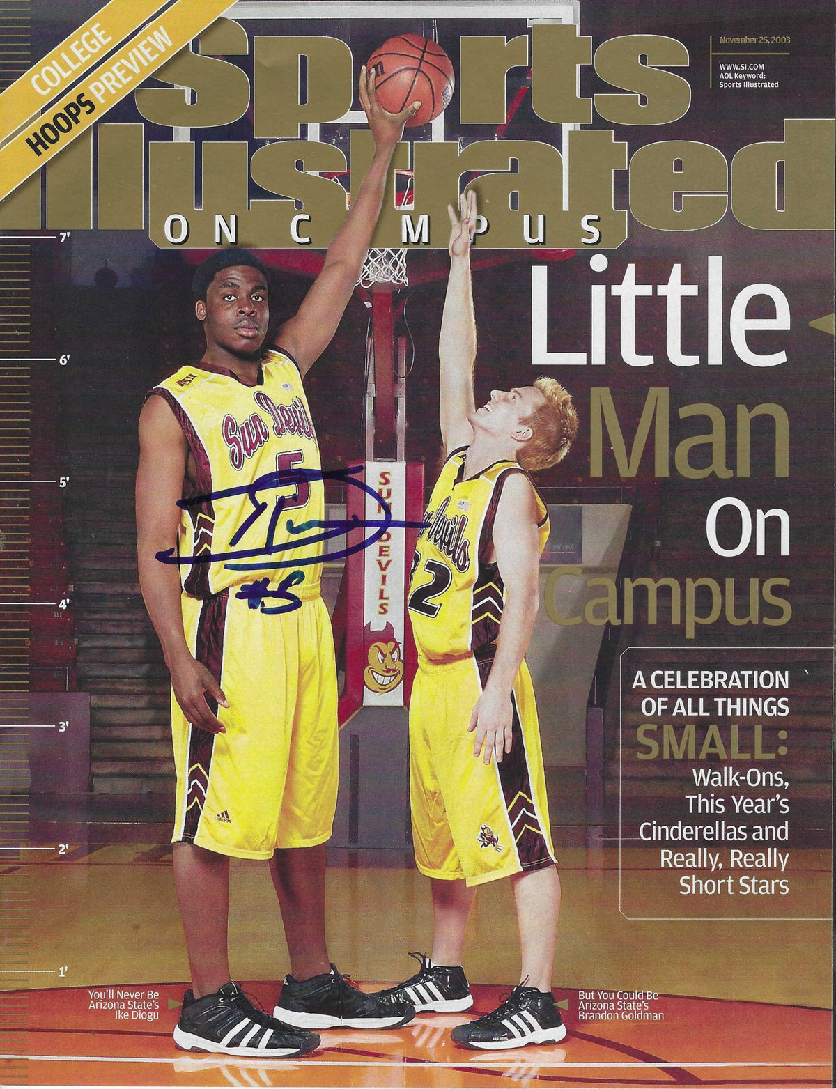 Autographed IKE DIOGU ASU Sun Devils Sports Illustrated Magazine 11/25/2003