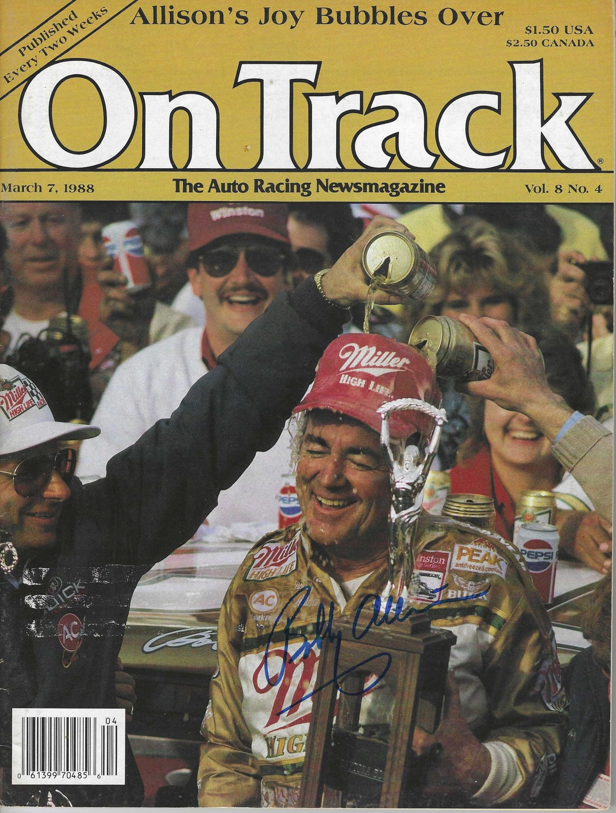 Autographed BOBBY ALLISON On Track Racing Magazine 3/7/1988