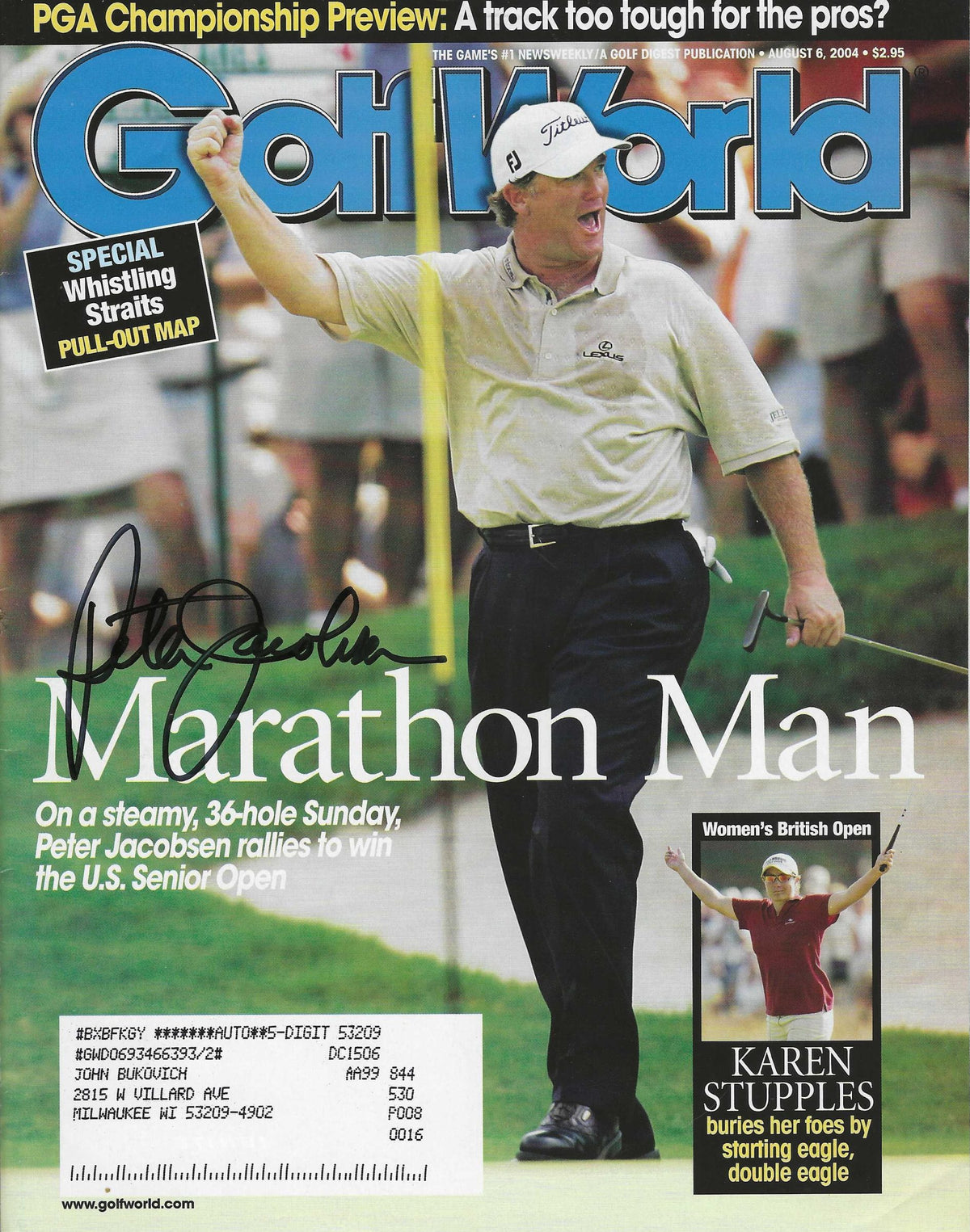 Autographed STUART APPLEBY PGA Golf World Magazine 1/14/2005