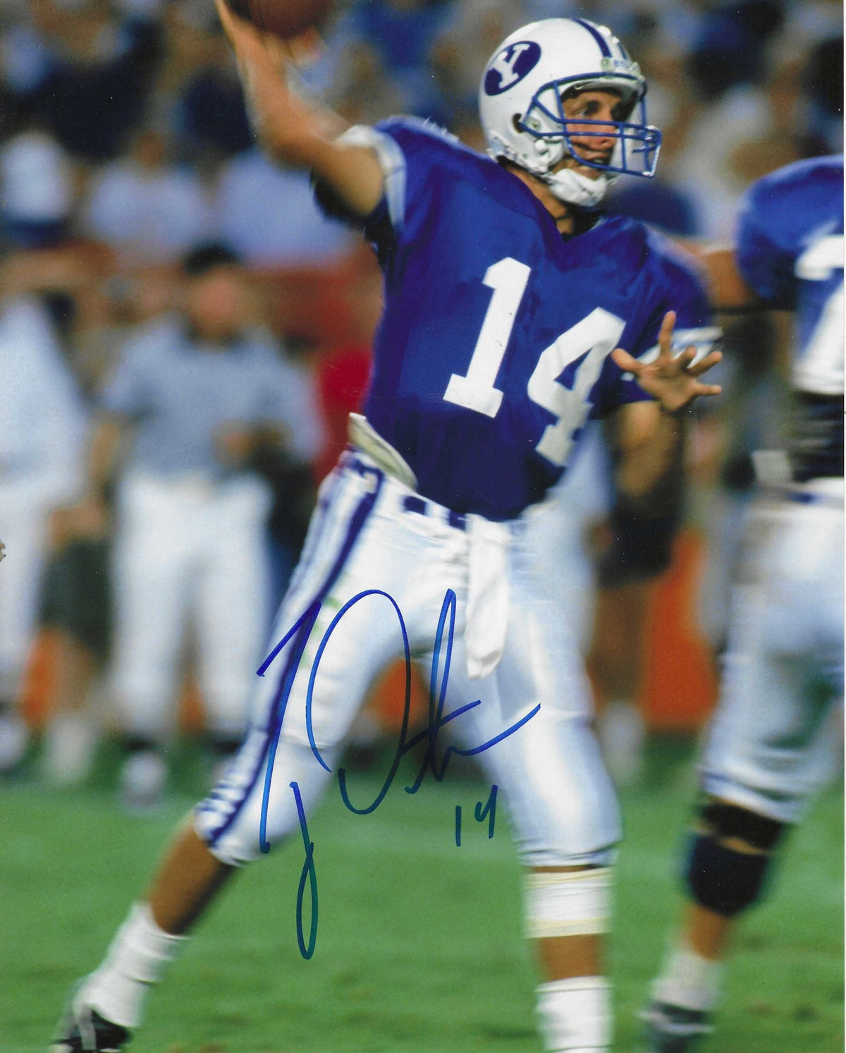 Autographed TY DETMER 8X10 BYU Cougars Photo