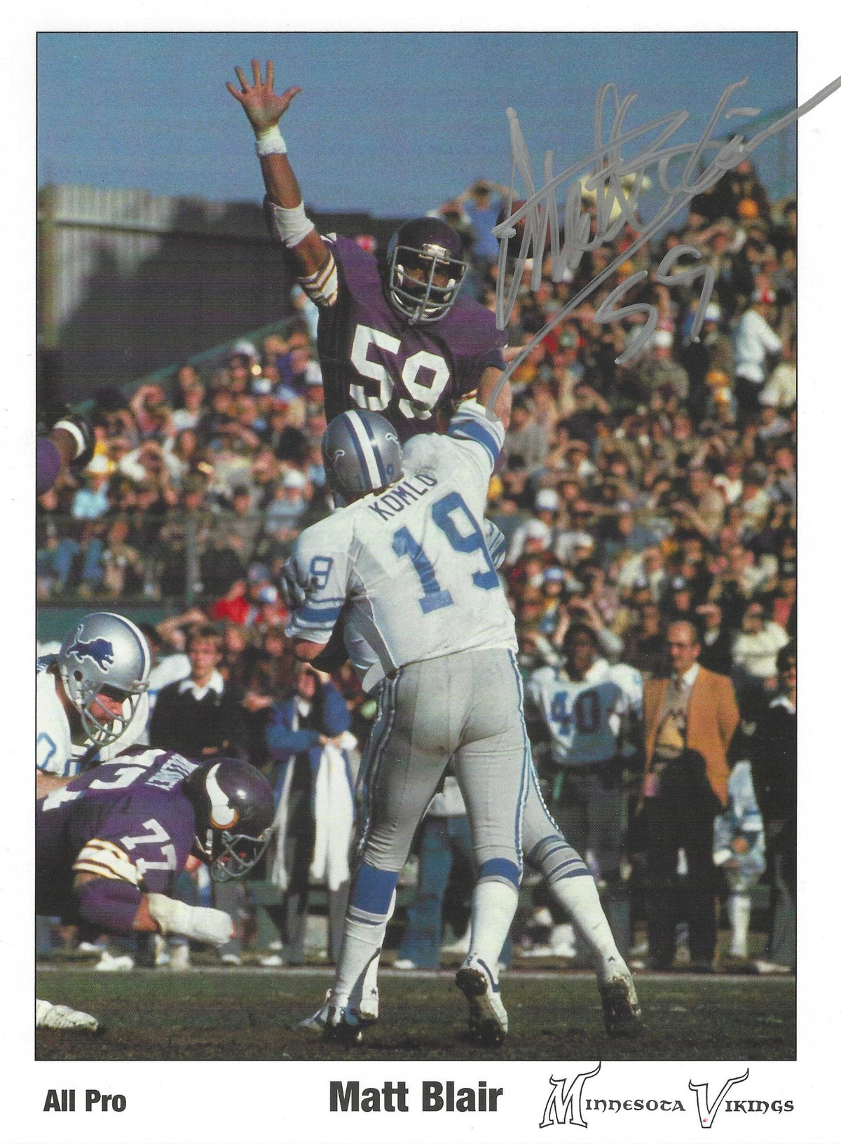 Autographed MATT BLAIR Minnesota Vikings 8.5" X 11 Photo
