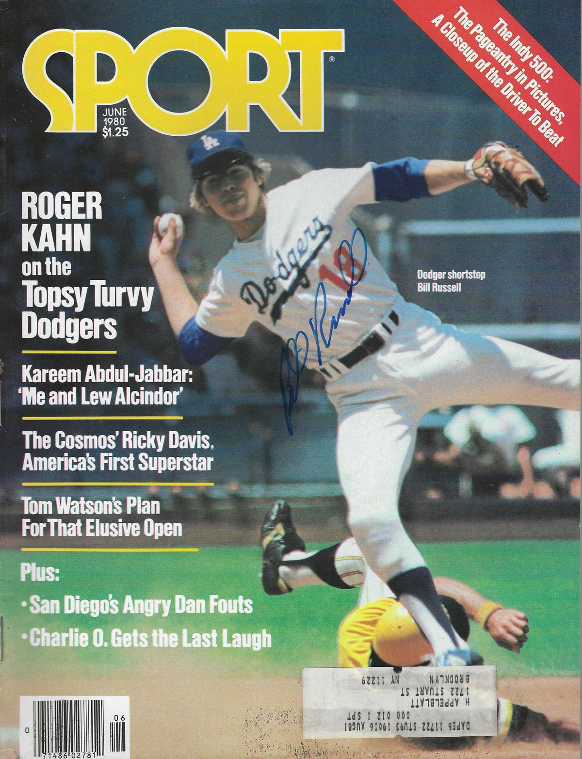 Autographed BILL RUSSELL LOS ANGELES DODGERS Sport Magazine June 1980