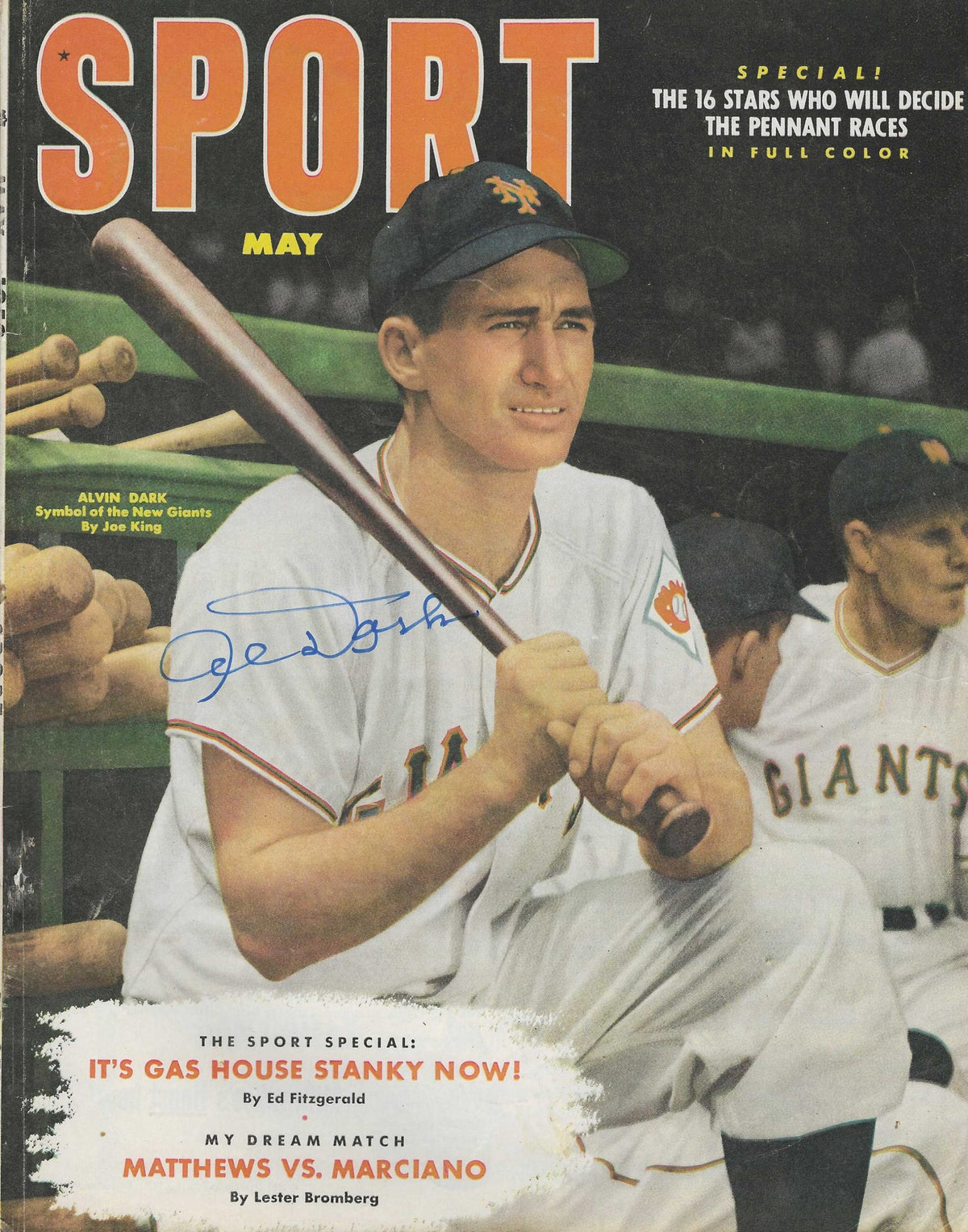 Autographed AL DARK NEW YORK GIANTS Sport Magazine May 1952