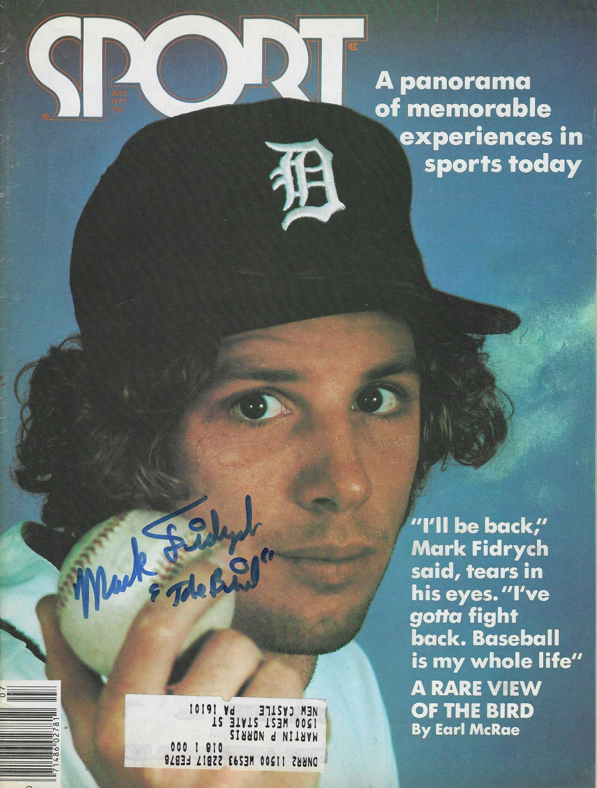 Autographed MARK FIDRYCH Detroit Tigers Sport Magazine July 1977