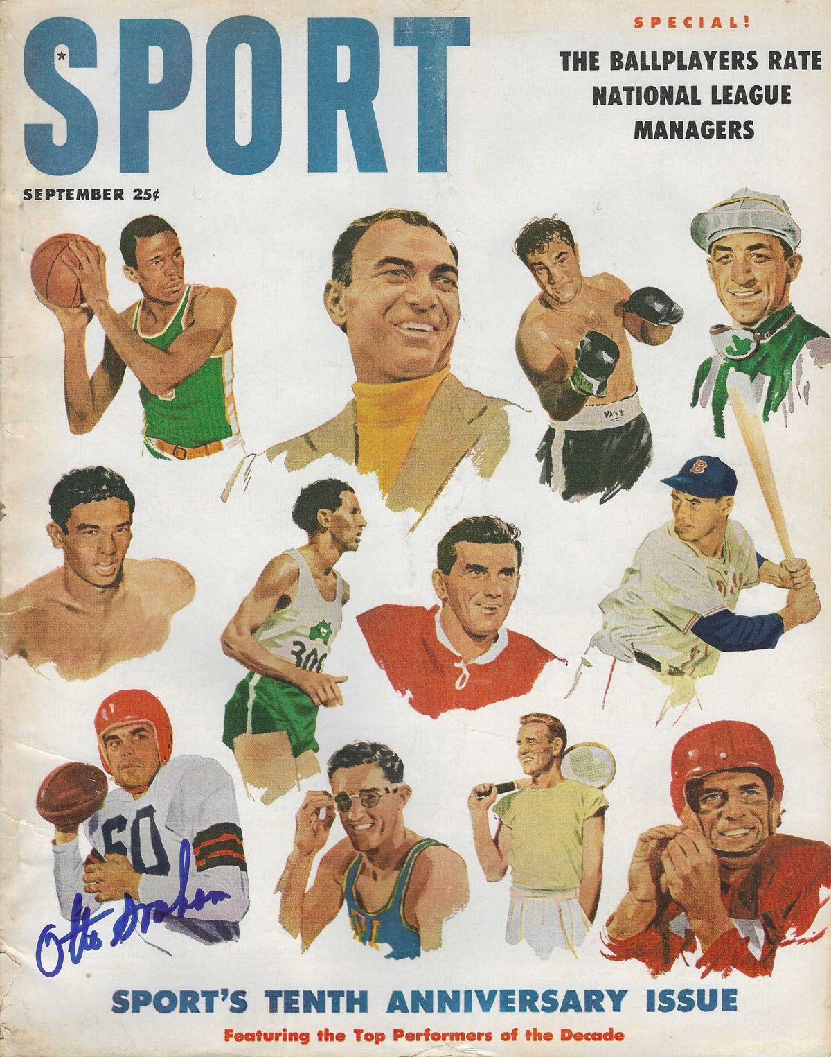 Autographed OTTO GRAHAM Cleveland Browns Sport Magazine September 1956