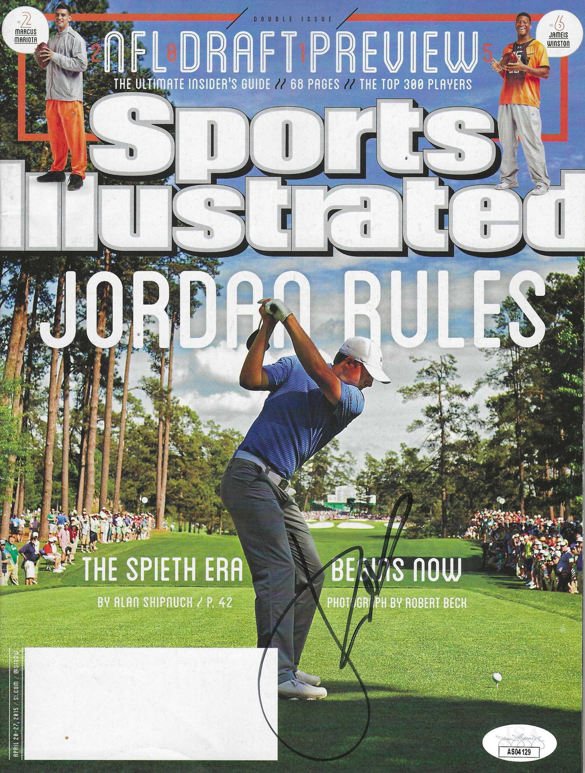 Autographed JORDAN SPIETH PGA Sports Illustrated 8/20-27/2015 JSA