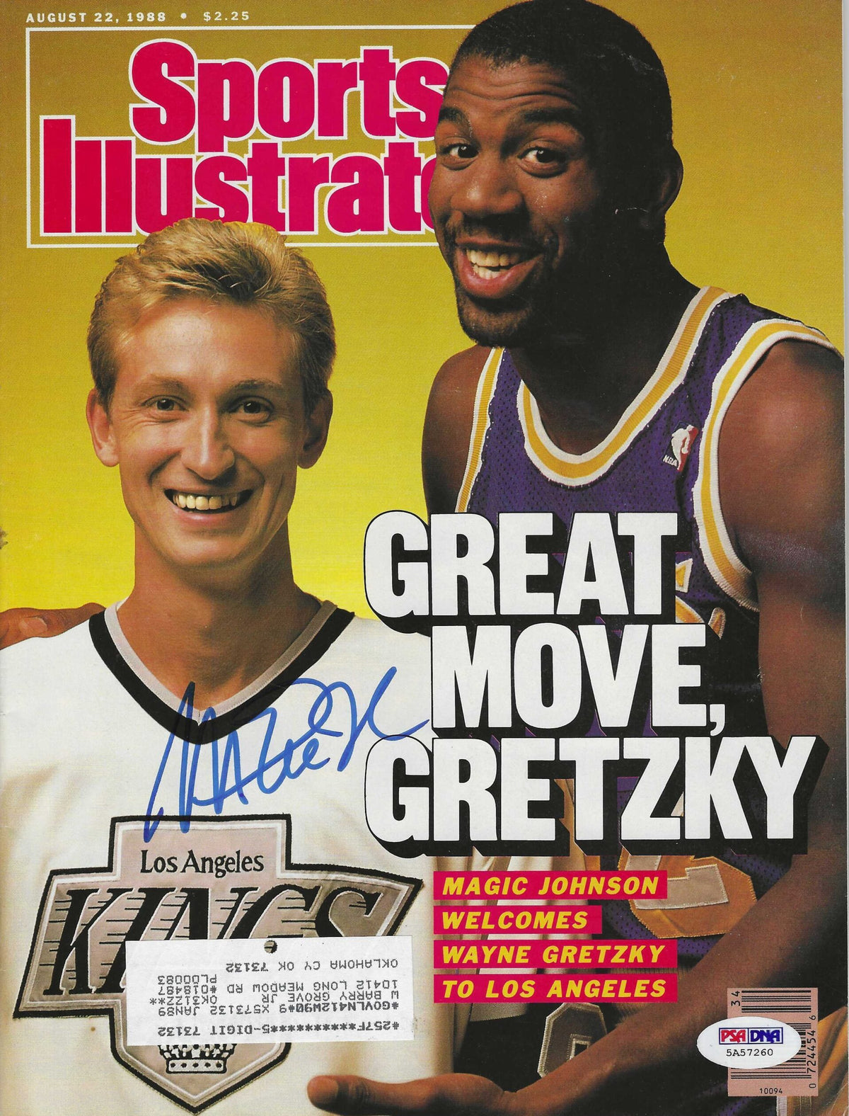 Autographed Magic Johnson Los Angeles Lakers  Sports Illustrated Magazine PSA