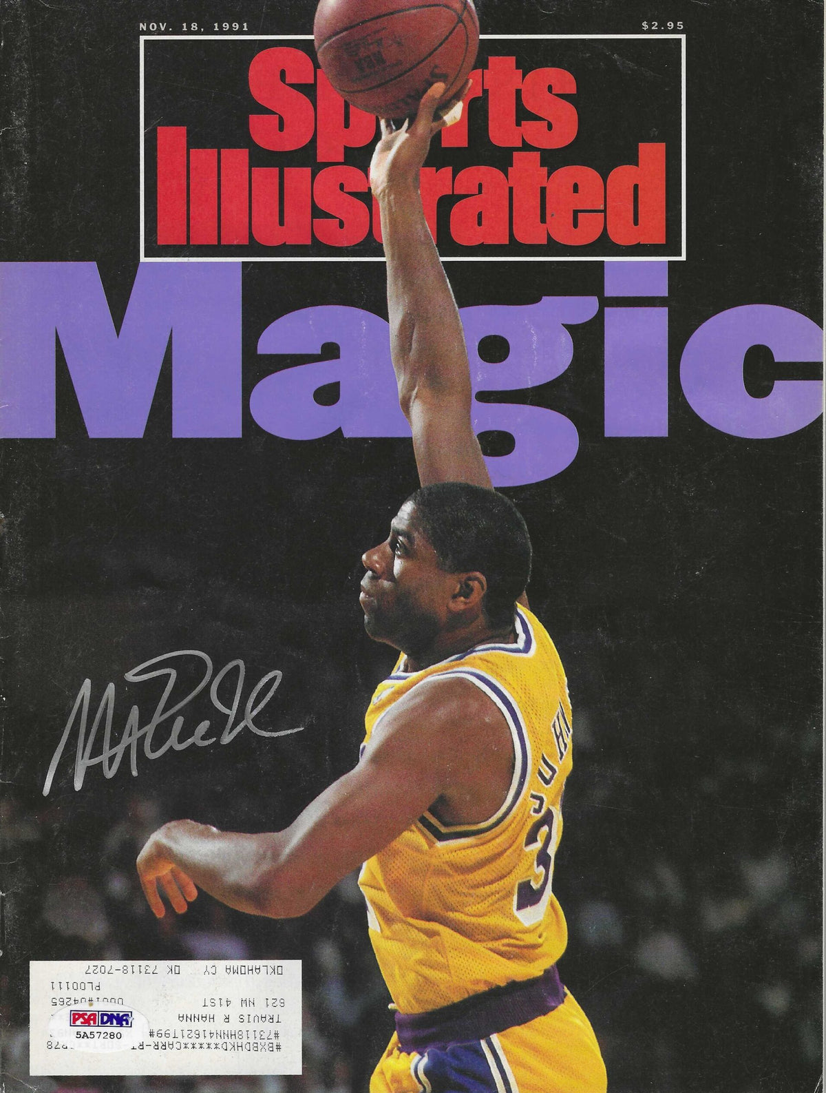 Autographed Magic Johnson Los Angeles Lakers Sports Illustrated Magazine 11/18/1991 PSA