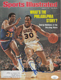Autographed GEORGE McGINNIS Philadelphia 76ers Sports Illustrated Magazine 3/21/1977 JSA