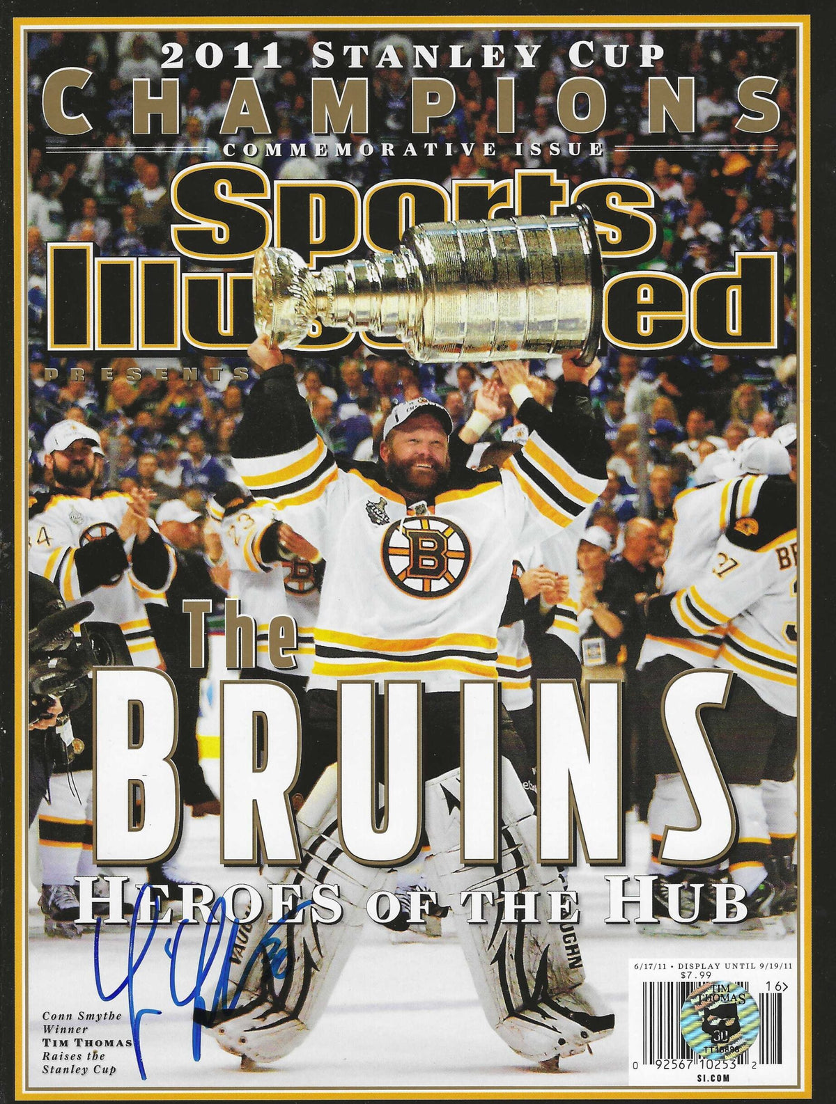 Autographed TIM THOMAS BOSTON BRUINS Sports Illustrated 6/17/2011 COA