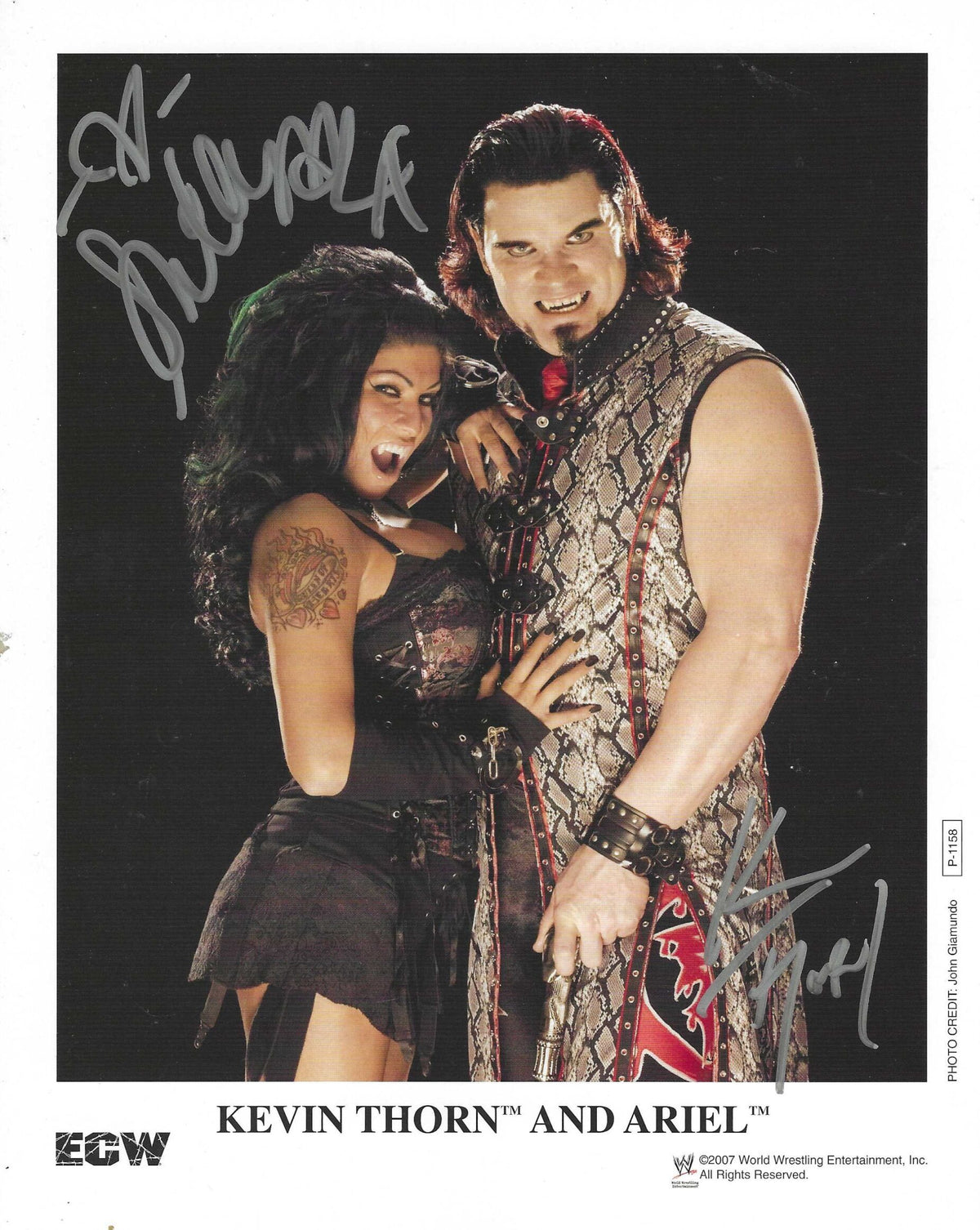 Autographed KEVIN THORN & ARIEL WWE NXT AEW Wrestling 8x10 Photo