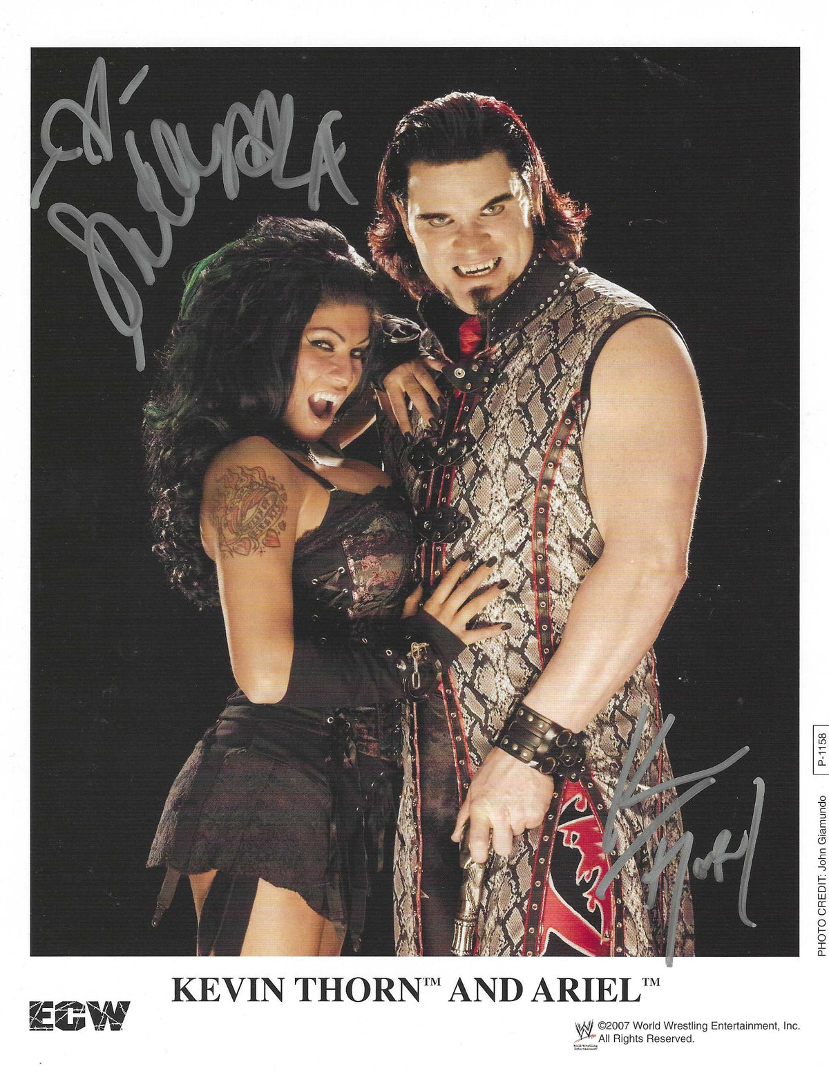 Autographed KEVIN THORN & ARIEL WWE 8x10 Photo with MLA COA