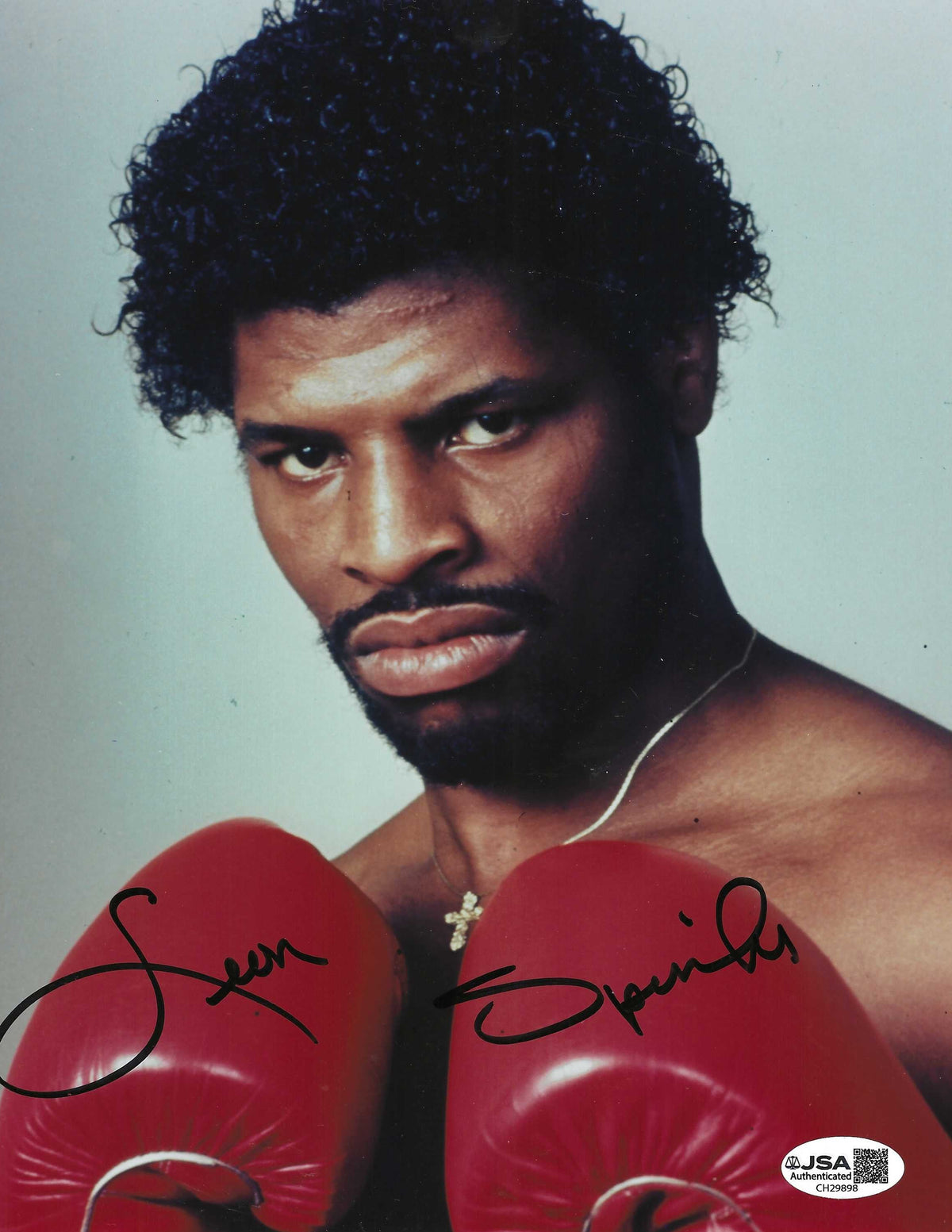 Autographed LEON SPINKS Boxing 8x10 photo JSA
