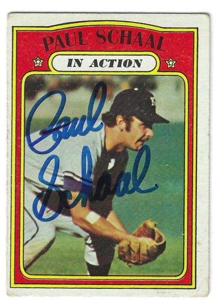 Autographed PAUL SCHAAL Kansas City Royals 1972 Topps Card