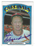 Autographed RED SCHOENDIENST St. Louis Cardinals 1972 Topps Card