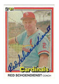 Autographed RED SCHOENDIENST St. Louis Cardinals 1981 Donruss Card