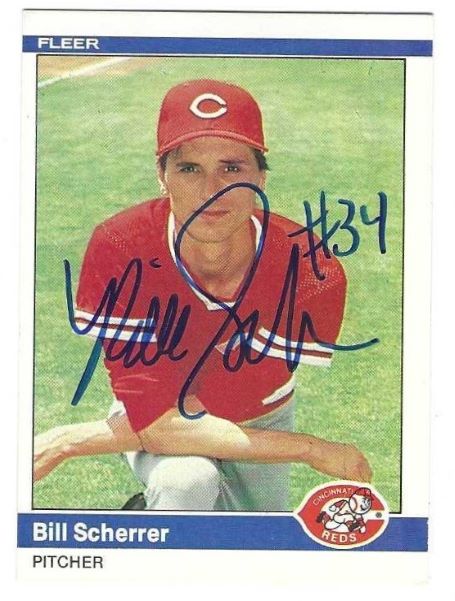 Autographed BILL SCHERRER Cincinnati Reds 1984 Fleer Card
