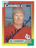 Autographed RED SCHOENDIENST St. Louis Cardinals 1990 Topps Card