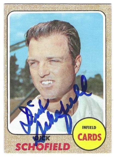 Autographed Dick Schofield St. Louis Cardinals 1968 Topps Card