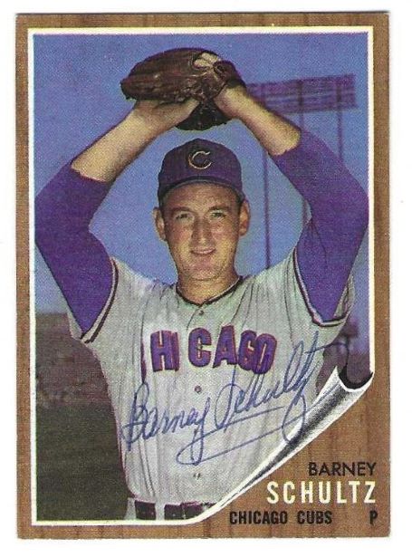 Autographed BARNEY SCHULTZ Chicago Cubs 1962 Topps Card
