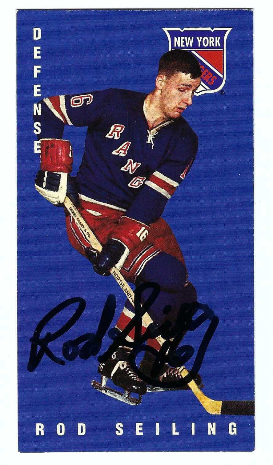 Signed 1994 Parkhurst Tall Boy Rod Seiling Card #93 New York Rangers
