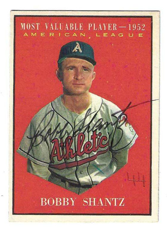 Autographed BOBBY SHANTZ Kansas City A's 1961 TOPPS Card