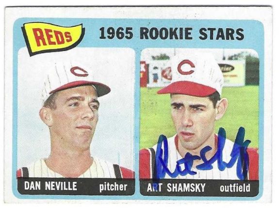 Autographed ART SHAMSKY Cincinnati Reds 1965 Topps Card