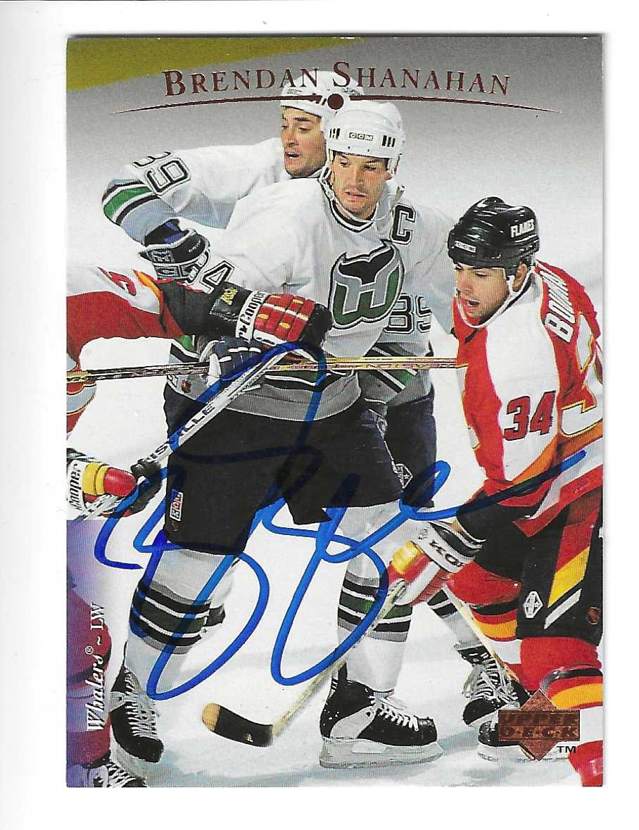 Autographed 1995-96 Upper Deck Brendan Shanahan Harford Whalers Hockey Card #184