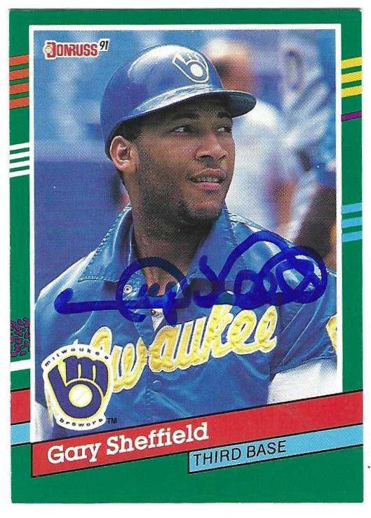 Autographed GARY SHEFFIELD Milwaukee Brewers 1991 Donruss Card