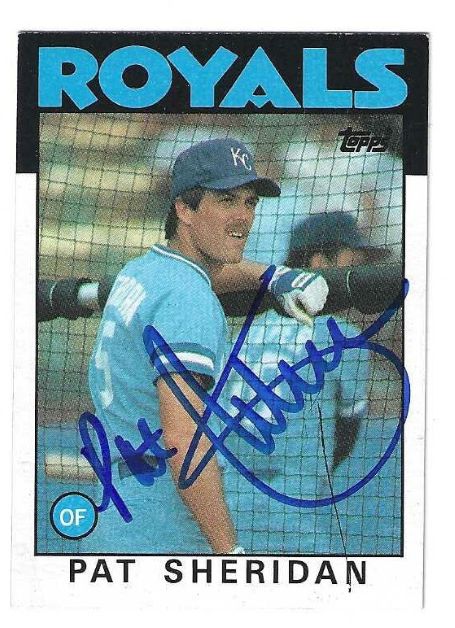 Autographed PAT SHERIDAN Kansas City Royals 1986 Topps Card