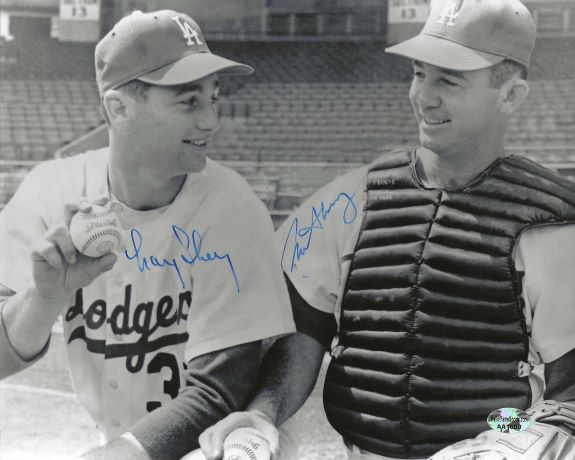 AUTOGRAPHED NORM SHERRY &  LARRY SHERRY Los Angeles Dodgers photo