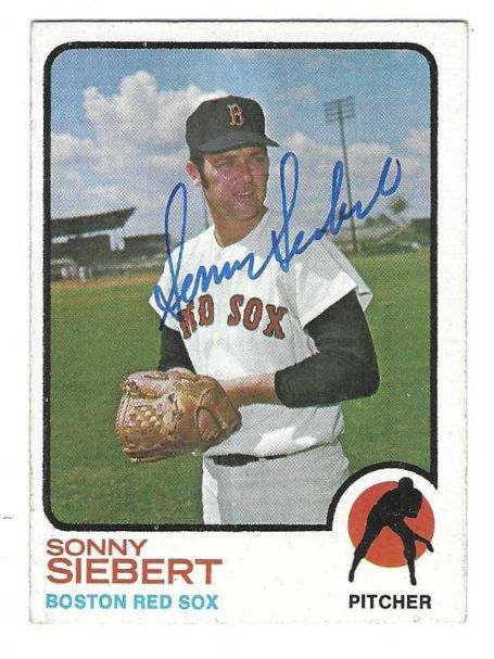 Autographed SONNY SIEBERT Boston Red Sox 1973 Topps Card