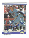 Autographed TED SIMMONS Milwaukee Brewers 1984 Fleer Card