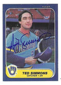Autographed TED SIMMONS Milwaukee Brewers 1986 Fleer Card