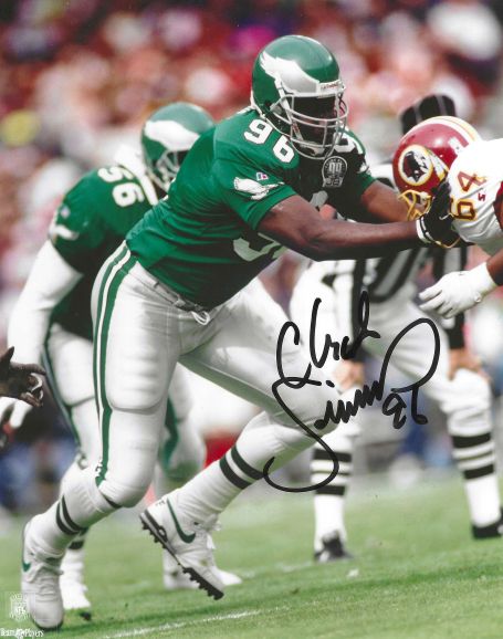 Autographed CLYDE SIMMONS 8x10 Philadelphia Eagles photo