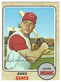 Autographed Duke Sims Cleveland Indians 1968 Topps Card