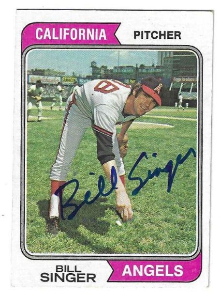 Autographed BILL SINGER California Angels 1974 Topps Card