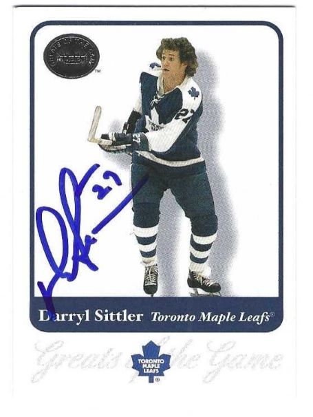 Autographed DARRYL SITTLER Toronto Maple Leafs 2001-02 Fleer Greats of the Game Card