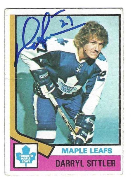 Autographed DARRYL SITTLER Toronto Maple Leafs 1974-75 Topps Card