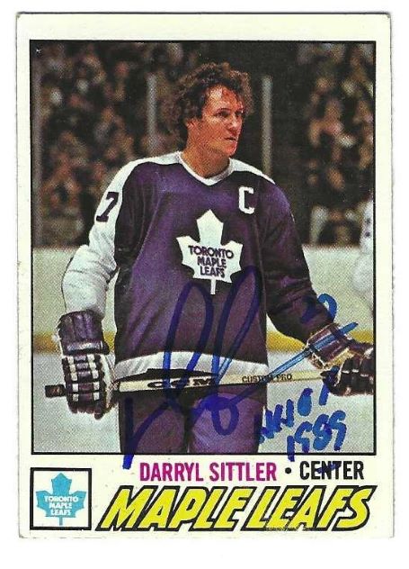 Autographed DARRYL SITTLER "HHOF 1989" Toronto Maple Leafs 1977-78 Topps Card