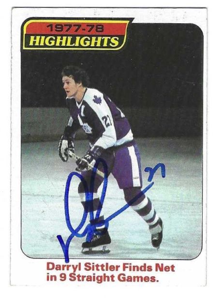 Autographed DARRYL SITTLER  Toronto Maple Leafs 1978-79 Topps Card