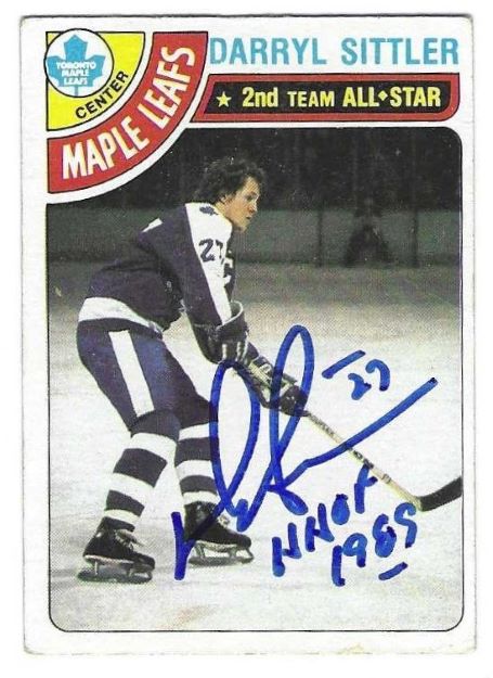 Autographed DARRYL SITTLER "HHOF 1989" Toronto Maple Leafs 1978-79 Topps Card