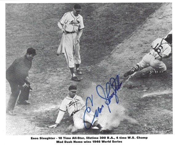 Autographed  ENOS SLAUGHTER 8x10 St. Louis Cardinals Photo