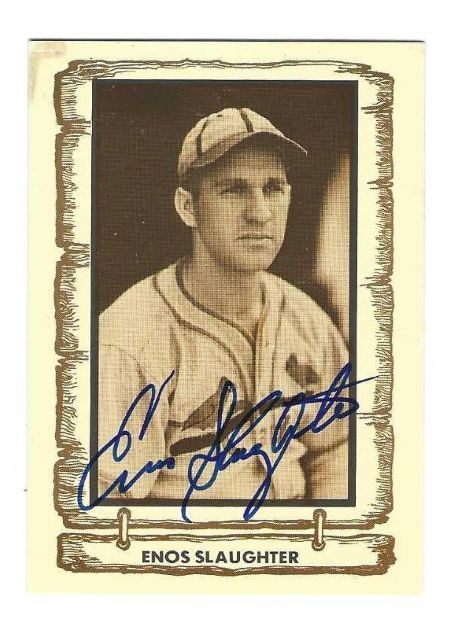 Autographed  ENOS SLAUGHTER St. Louis Cardinals 1981 Cramer Card