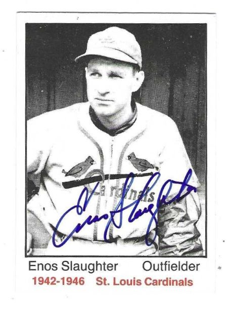 Autographed  ENOS SLAUGHTER St. Louis Cardinals 1983 TCMA Card