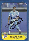 Autographed LONNIE SMITH Kansas City Royals 1986 Fleer Card