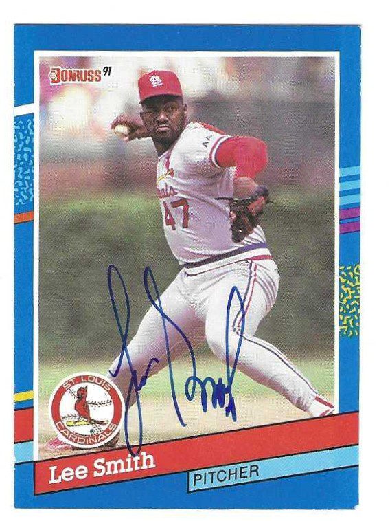 Autographed LEE SMITH St. Louis Cardinals 1991 Donruss Card