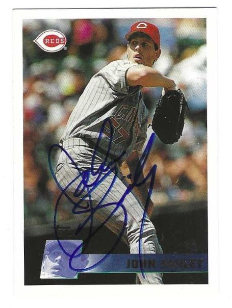 Autographed JOHN SMILEY Cincinnati Reds 1996 Topps Card